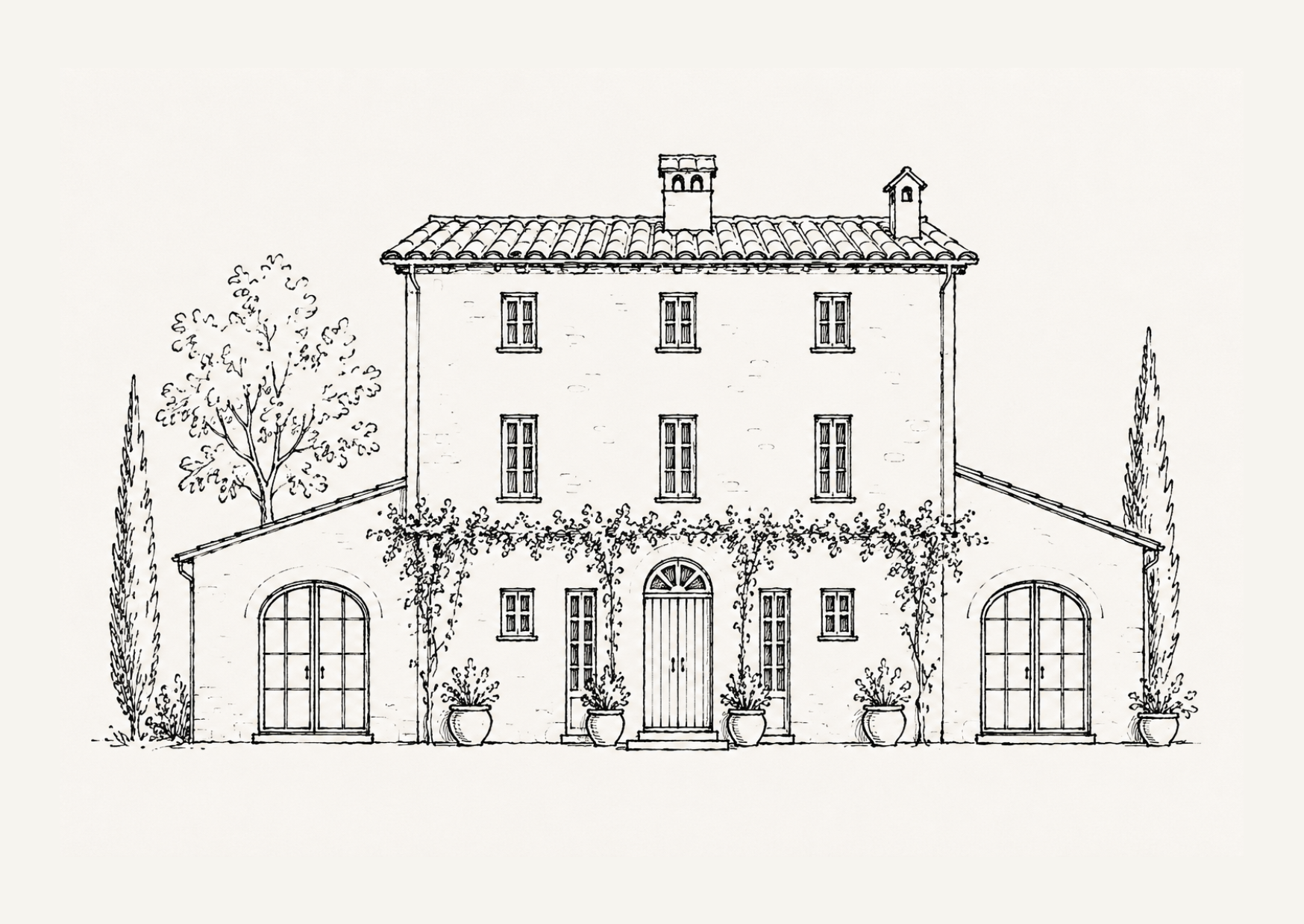 Illustration of the villa where Viktoria and Max are getting married